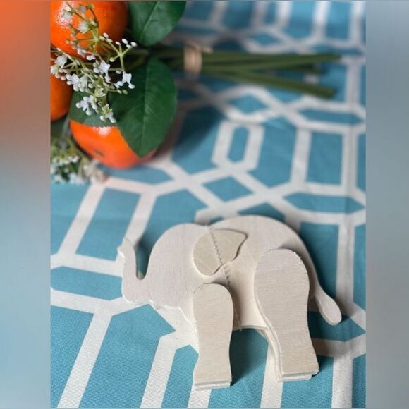 NEW Elephant Wooden Natural Unfinished Animals Do It Yourself Ready to Paint & - Picture 3 of 6
